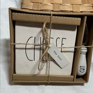 Rae Dunn White Cheese Board with Black Knife